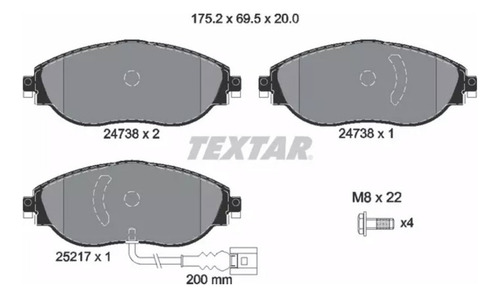 Balatas Delanteras Textar 2473803 Passat, Golf, Tiguan