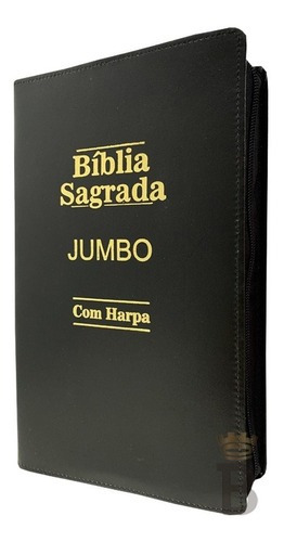 Bíblia Sagrada Letra Jumbo - Zíper Agenda - Preta - C/ Harpa