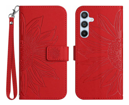 Caso Para Samsung Galaxy A15 En Relieve Girasol Flip Cartera