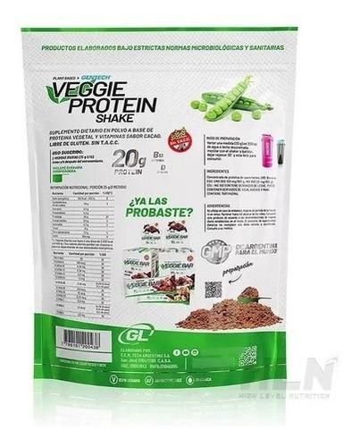Imagen 3 de 3 de Veggie Shake Protein Prote Arvejas En Polvo Vegana Gentech