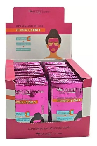Máscara Facial Vitamina C 3 Em 1 Rosa Mosqueta Box 60un Atac