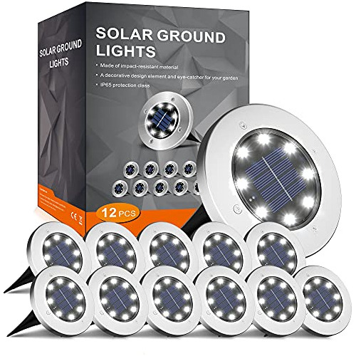 Luces Solares De Suelo, 12 Paquetes, 8 Led De Lámpara ...