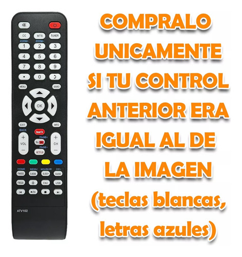 Control Compatible Con Atvio Smart Atv-32sm, 43sm Serie Lk