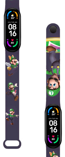 Correa Compatible Para Xiaomi Mi Band 5 Y 6 Mario Bros-luigi