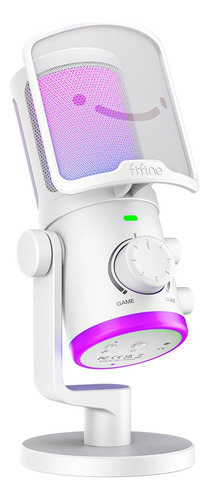 Micrófono Fifine Ampligame Am6 Rgb Usb Cardioide - White