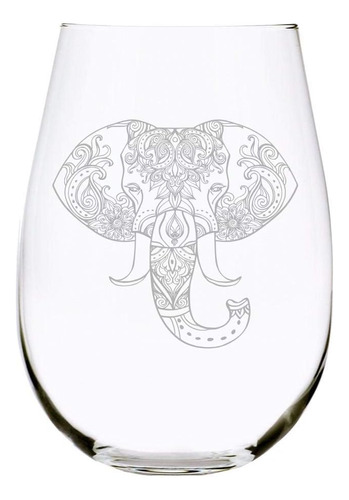 C M Personal Gifts Elephant Stemless Wine Glass 17 Ounces La