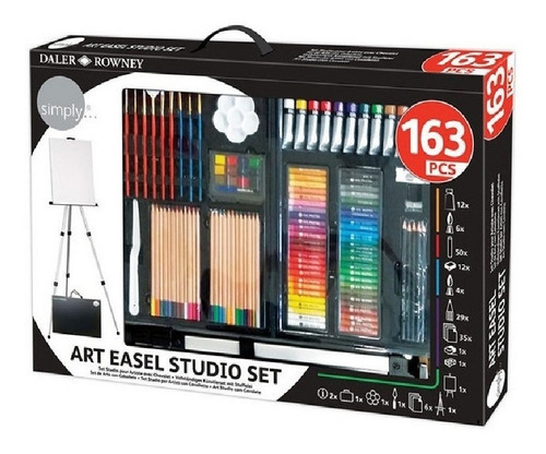 Imagen 1 de 3 de Set De Arte Con Caballete Aluminio Daler & Rowney 163pz