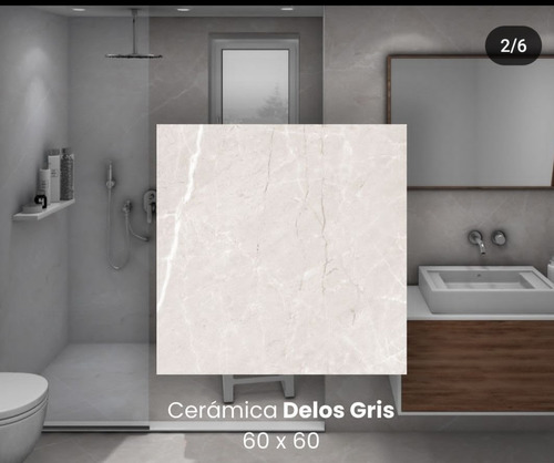 Ceramica Carabobo Delos Gris 60x60 Brillante Marmoleada