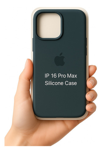 Funda Iphone 16 Pro Max Silicona Logo + Vidrio De Regalo! Azul Petróleo Silicona