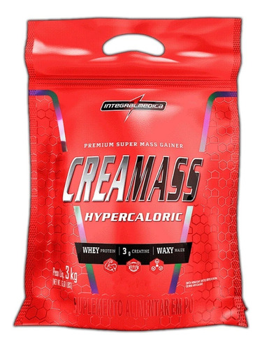 Kit Creatina Hardcore 300g Com Hypercalorico Creamass 3kg Sabores Chocolate