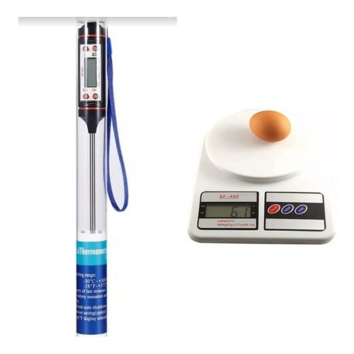 Combo Balanza Digital Capacidad 10kg + Termómetro De Cocina