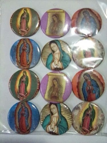 12 Pin Metálico. Virgen De Guadalupe Recuerdo Souvenir Boton