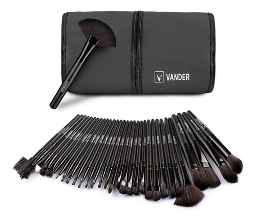 Set de 32 brochas de maquillaje Vander Makeup Brush negro