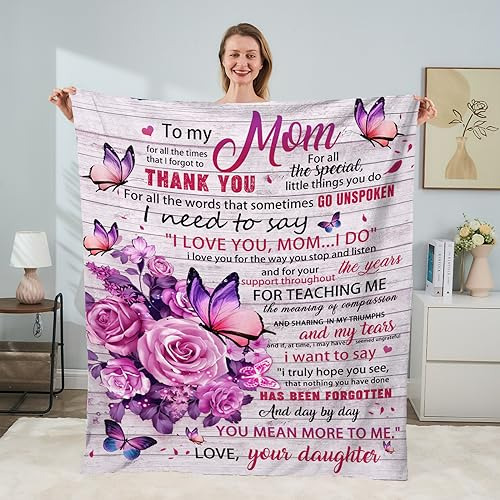 To My Mom Blanket From Daughter, Butterfly Blanket For ...