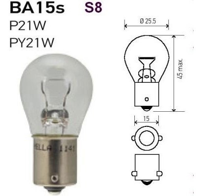 Bombillo 1073 24v 21w Hella Original 1-contacto Pack-09 Bulb