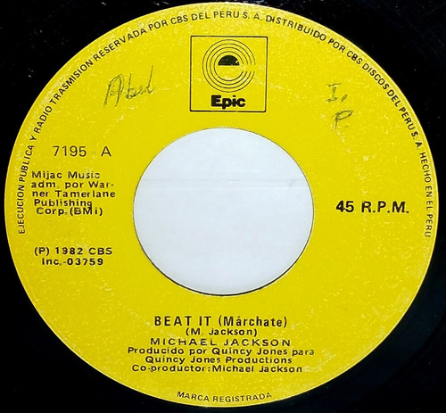 Single 45 Michael Jackson + Beat It + Get On The Floor 1979