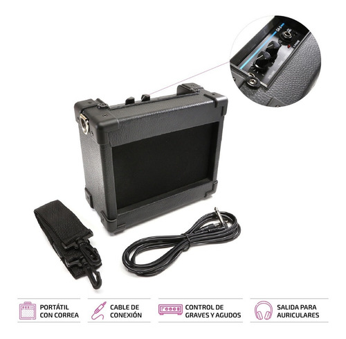 Imagen 3 de 9 de Guitarra Electroacustica Criolla Funda Y Amplificador Correa