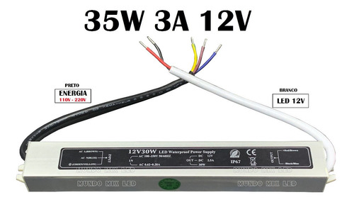 Imagem 3 de 3 de Fonte Blindada Automática P/ Fita Led Ip67 30w 12v 2,5a Biv