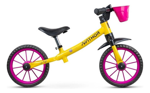 Bicicleta Infantil Nathor Balance Aro 12 Drop Garden Am/rs Cor Amarelo e Pink