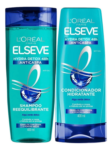  Kit Shampoo E Cond Elseve Hydra-detox Anti-caspa 400ml