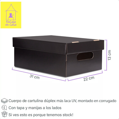 Pack X3 Cajas Organizadoras De Cartón Barnizadas Azul Lisa