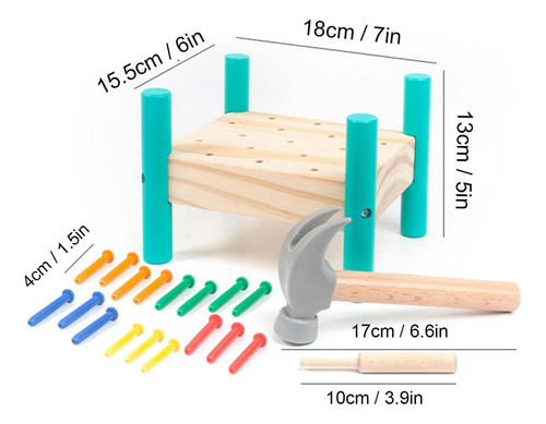 Juguete De Martillo De Madera Montessori Para Niños Pequeños