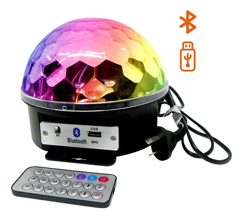 Bola Audioritmica 6 Colores Usb Sd Luces Led Dj + Pendrive 