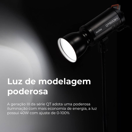 Flash Tocha Godox Qtiii600 M 600w 5600k Profissional Estúdio