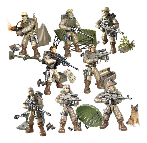 8 Piezas 1/35 Figuras De Acción De Soldado Articuladas .