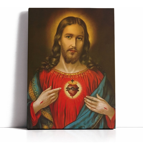 Cuadro Sagrado Corazón De Jesús En Lienzo 30x40cm Lienzo Art