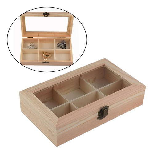Caja Expositora De Almacenamiento Con 6 Compartimentos, Made