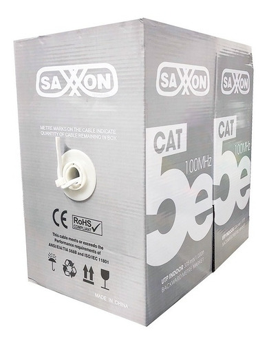 Bobina De Cable De Red Utp Cate5 305 Mts Saxxon Blanco