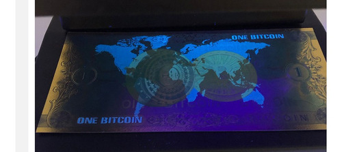 Billete Conmemorativo Dorado Bitcoin De Colección Laminado