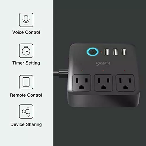 Regleta smart 3 toma corrientes, 2 puertos USB programador de encendido |  AHIUBSO4U1 - 917933