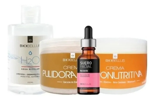 Combo Biobellus: Agua Micelar + Exfoliante + Suero + Crema 