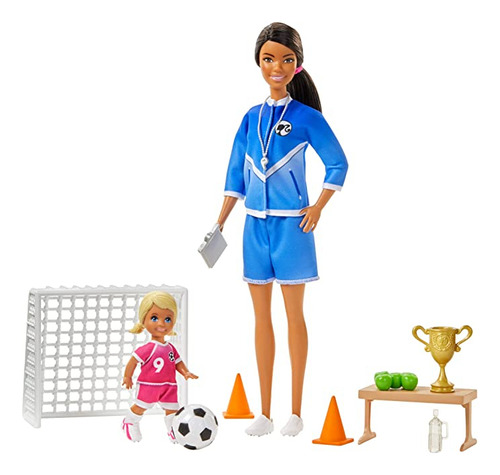 Set De Juego De Entrenador De Fútbol Barbie Con Muñeca De.