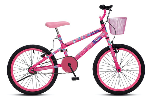 Bicicleta Infanti Avance Flower Aro 20 Com Cestinha Cor Rosa