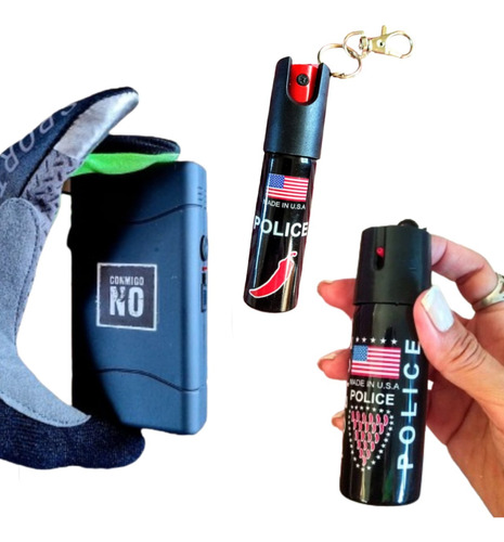 Kit Defensa Personal Linterna Protección + Gas Antirrobo X 2