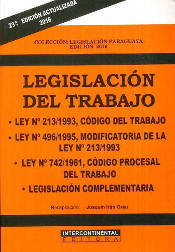 Libro Legislación Del Trabajo De Varios, Joaquín Irún Grau