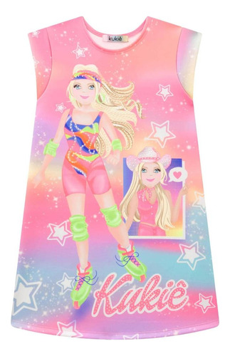 Vestido Infantil Menina Estilosa Strass Barbie Manga Curta