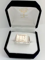 Comprar Sello Iniciales Anillo Mesa Plata Y Oro  Con Coronas 