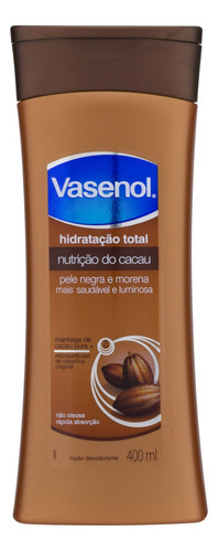  Loção Desodorante Hidratação Total Nutrição do Cacau Vasenol Frasco 400ml