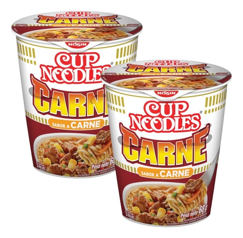 Fideos Cup Noodles Nissin Carne 68g. X2