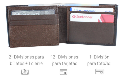 Cartera Hombre Piel Cierre Interno Grabado Láser Chocolate
