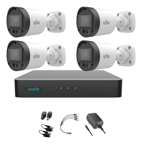 Uniarch Kit De Seguridad  Kit-uac-104g-b122-sc 4 Cámaras Análogas 2mp Imagen A Color 24/7 Micrófono Incluido Metálicas Protección Exterior Ip67 Máxima Seguridad B122 Cctv Máxima Seguridad