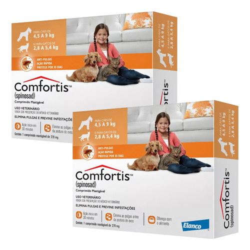 Comfortis Antipulgas Cães Gatos 270mg - Kit 2 Unidades