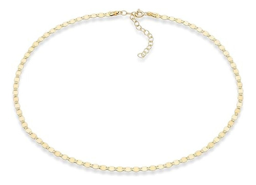 Collar Gargantilla Ajustable Plata Enchapada Oro De 18 Ql