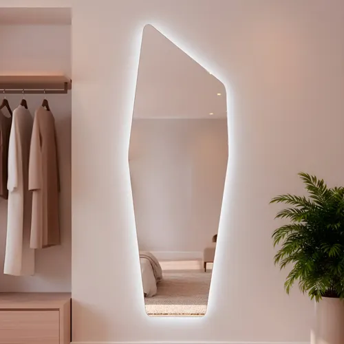Espelho Orgânico Com Led 150x50 Cm Para Sala Quarto Banheiro Mold...