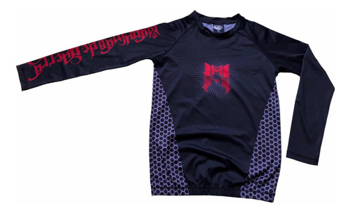 Playera Rashguard Lycra Mmachines® Mqns Red Logo Back Skull
