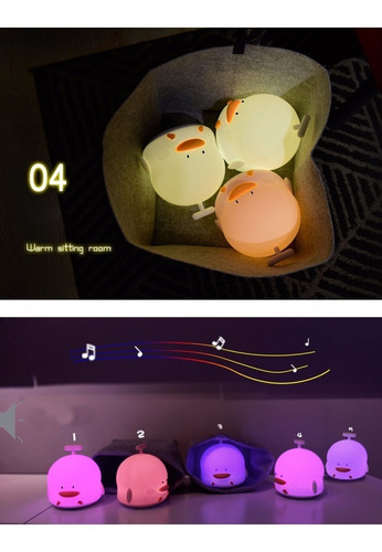 Lámpara Patico Led Silicona,recargable / Luz Nocturna+sonido